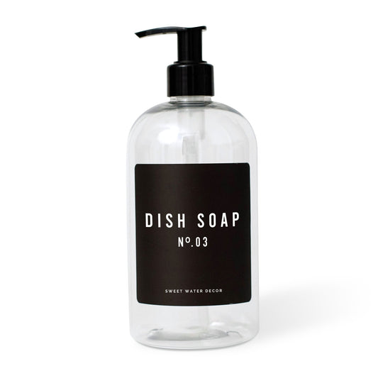 16oz Clear Plastic Dish Soap Dispenser - Black Label by Sweet Water Decor