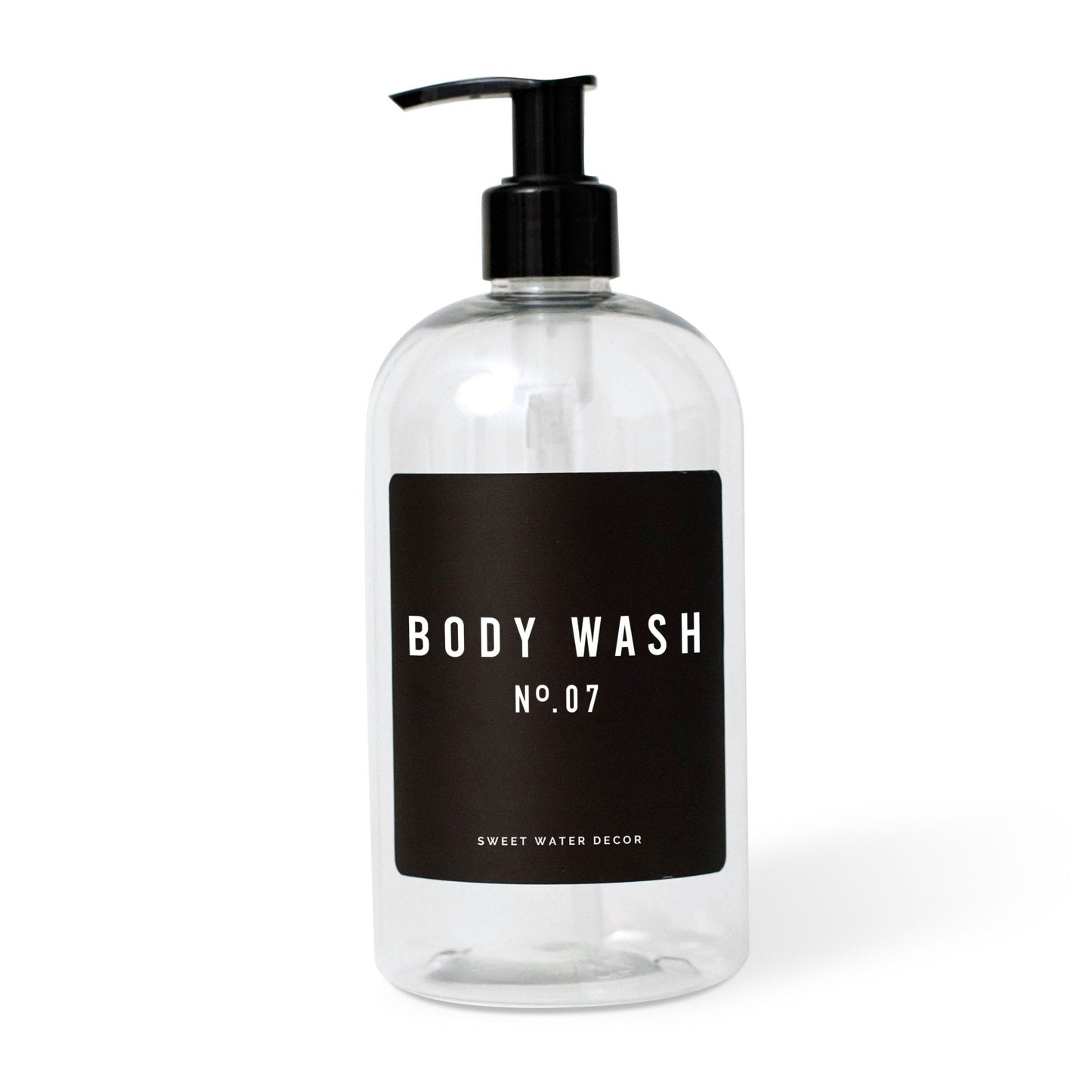 16oz Clear Plastic Body Wash Dispenser - Black Label by Sweet Water Decor