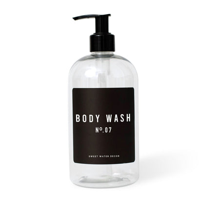 16oz Clear Plastic Body Wash Dispenser - Black Label by Sweet Water Decor