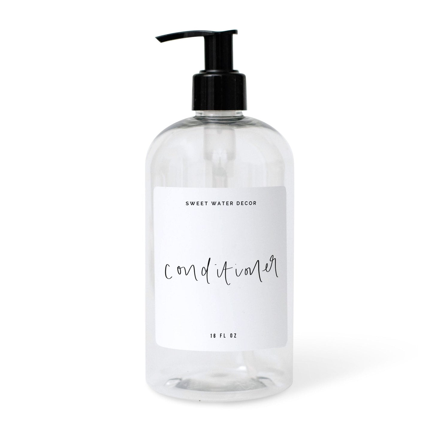 16oz Clear Plastic Conditioner Dispenser - White Label by Sweet Water Decor