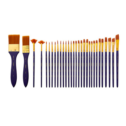 Studio Gold Nylon Brush Set - Acrylic & Watercolor - 30 pc