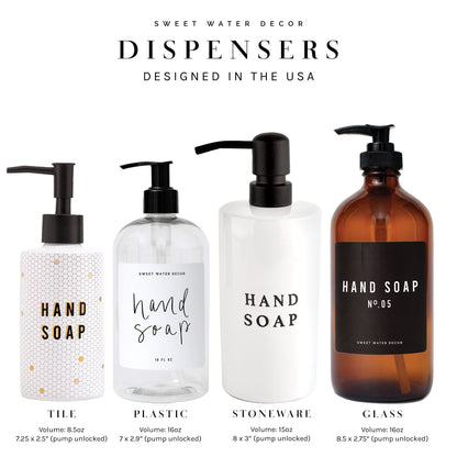 16oz Clear Plastic Dish Soap Dispenser - White Label by Sweet Water Decor