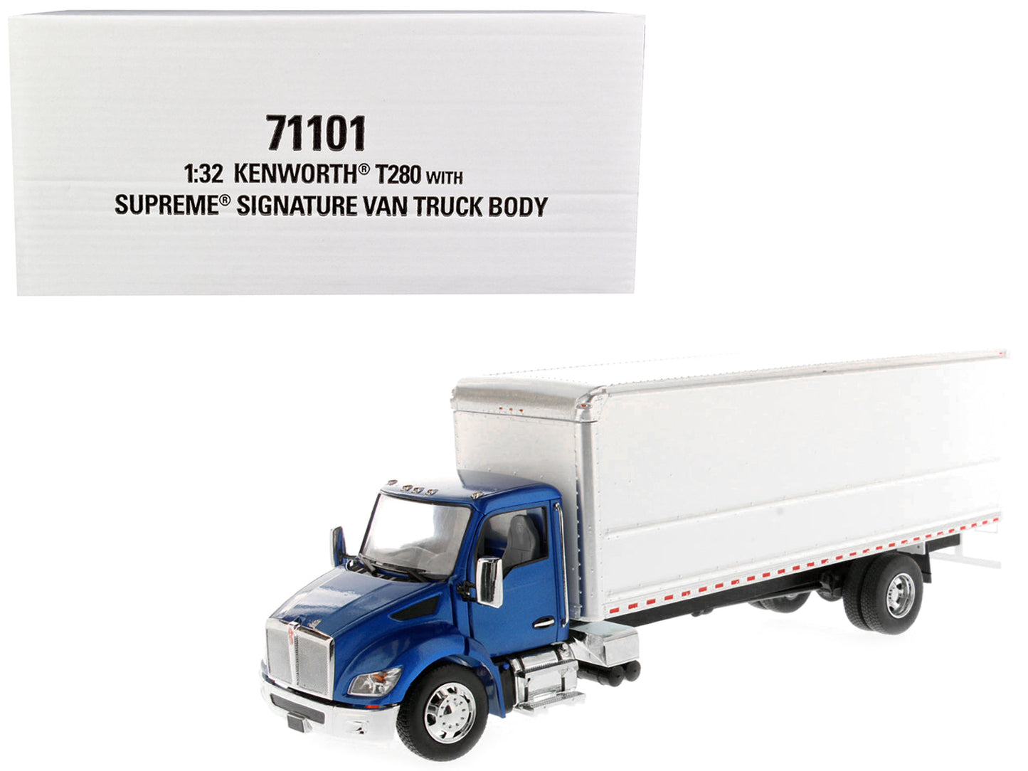 Kenworth T280 with Supreme Signature Van Truck Body Blue and White "Transport Series" 1/32 Diecast Model by Diecast Masters  free shipping USA