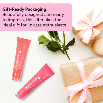 Peptide Glow Lip Serum Set by Market Fresh Beauty - Double Dose Hydrating Lip Care, Cherry & Strawberry Flavors, Vegan, Cruelty-Free, Clean Ingredients, 2 Pack by  Los Angeles Brands