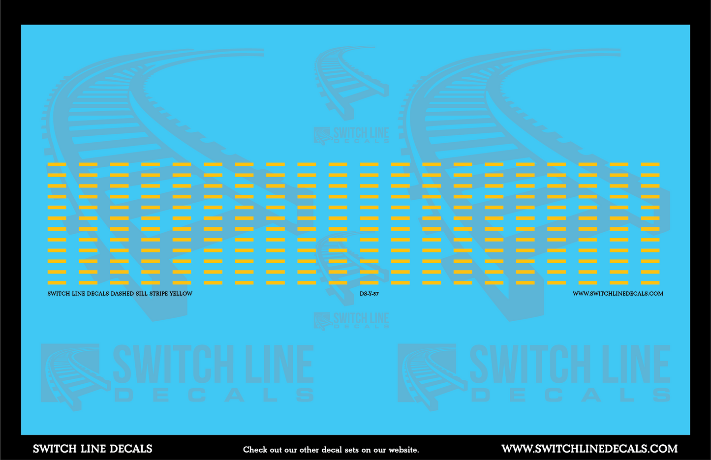 HO Scale Yellow Dashed Sill Stripes Decal Set