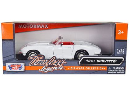 1967 Chevrolet Corvette C2 Convertible White with Red Interior "Timeless Legends" Series 1/24 Diecast Model Car by Motormax  free shipping USA
