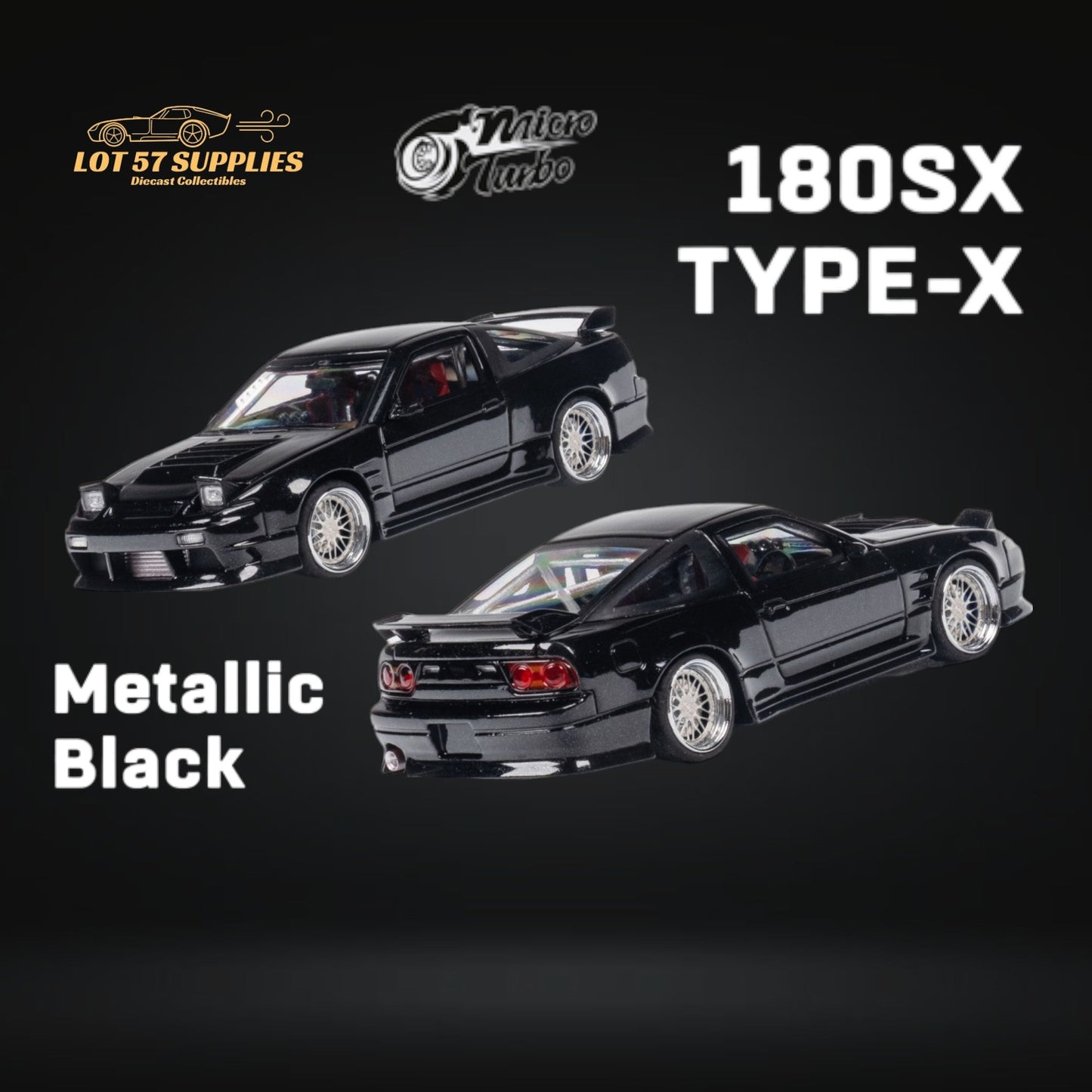 MicroTurbo Custom 180SX Type X Metallic Black 1:64 MT64180SXBLK