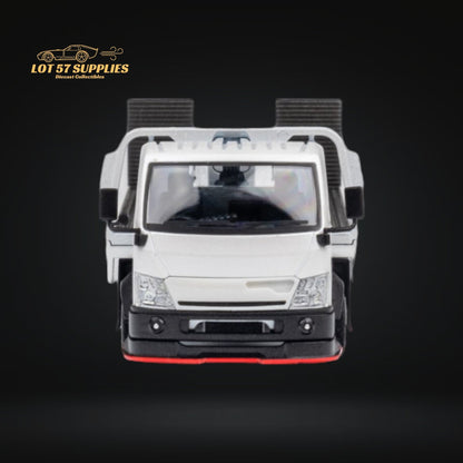 MicroTurbo Hino 300 Custom Flatbed Truck White 1:64