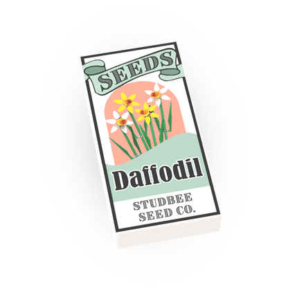 Seed Packet, Daffodil - Custom Printed Minifig Scale Tile - Made Using LEGO® parts