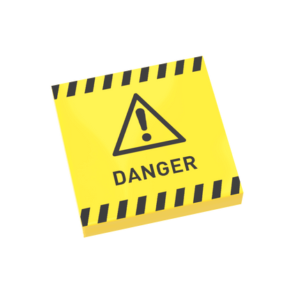 Danger Warning Sign - Custom Printed - Made Using a LEGO® Tile