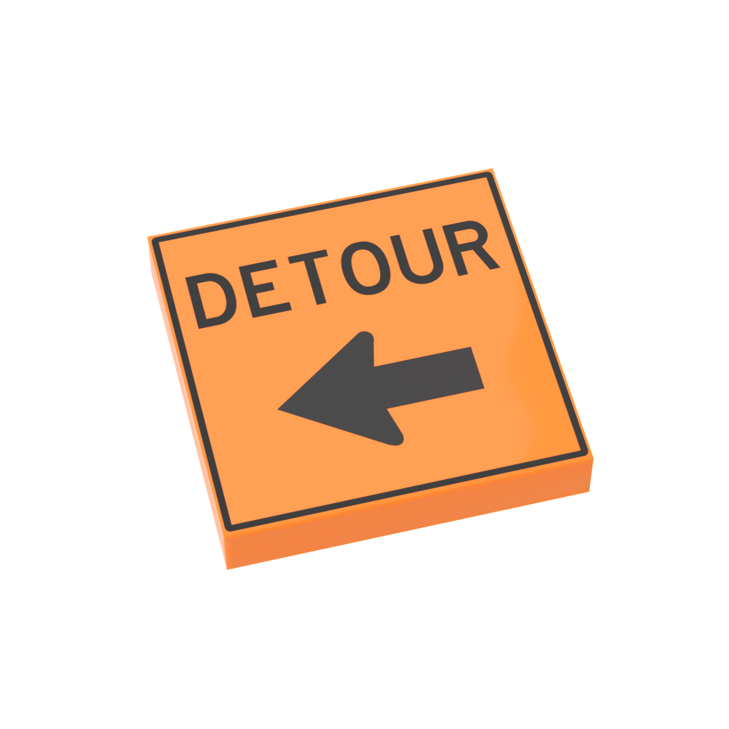 "Detour" Construction Sign (Left) - Custom Printed - Made Using LEGO® Parts