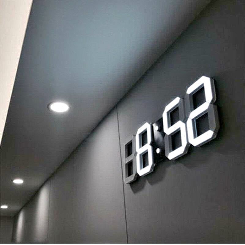 Digital 3D LED Wall/Desk Clock Alarm Big Digits Auto Brightness USB _mkpt44 by Js House