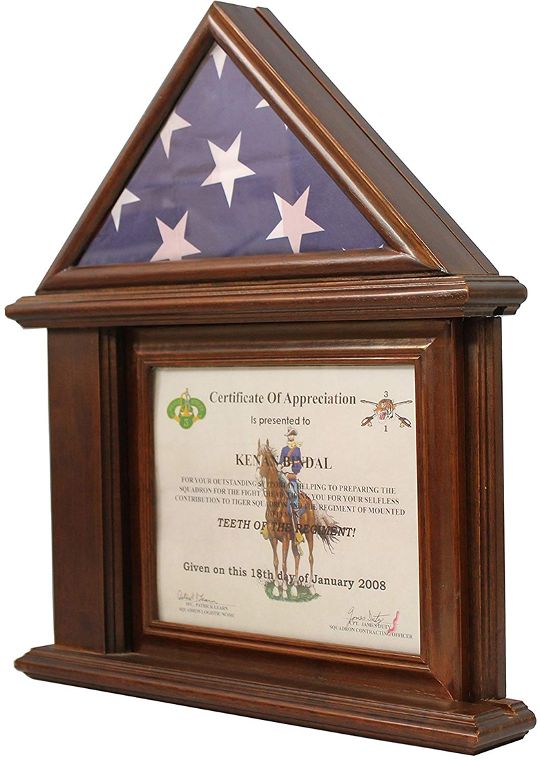 Flag Display Case with Certificate & Document Holder Frame.