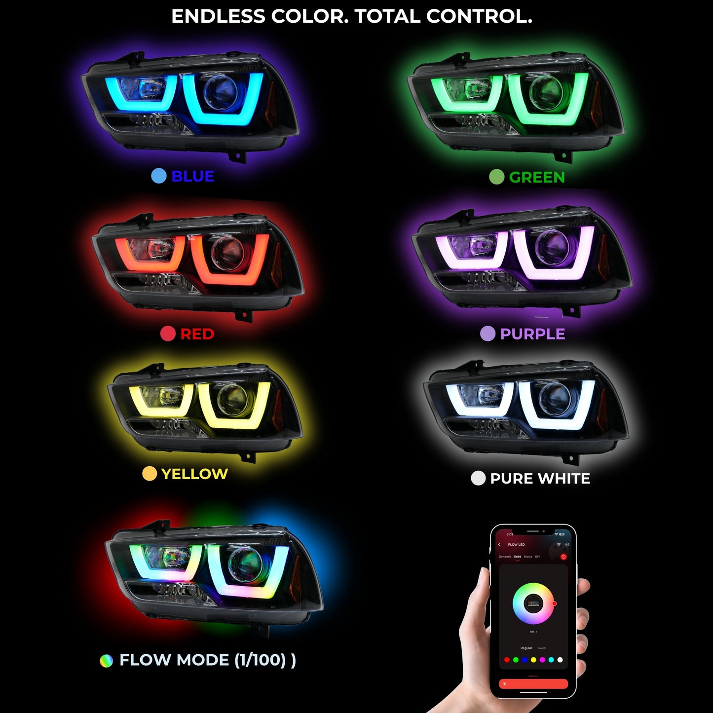 Dodge Charger Spec-D Multicolor Flow DRL Boards (2011-2014)