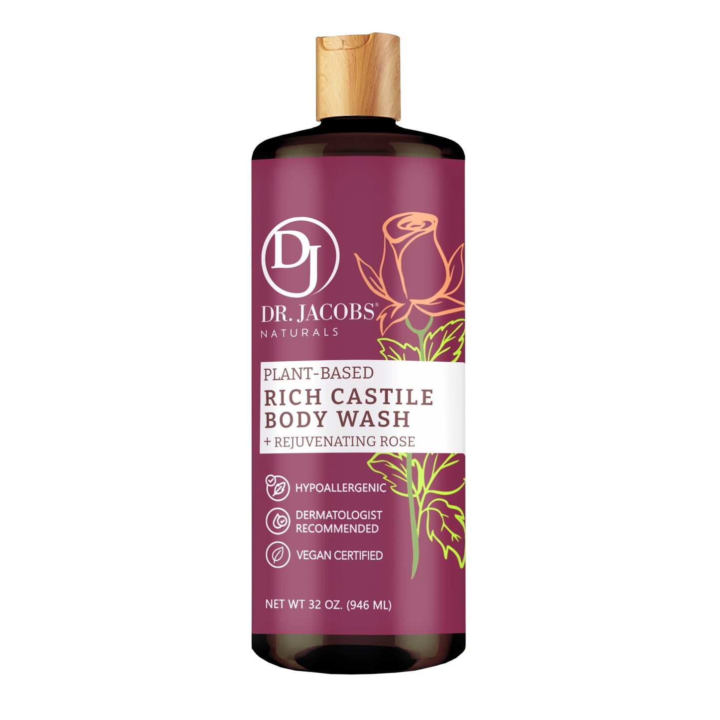 Rose Castile Body Wash by Dr. Jacobs Naturals