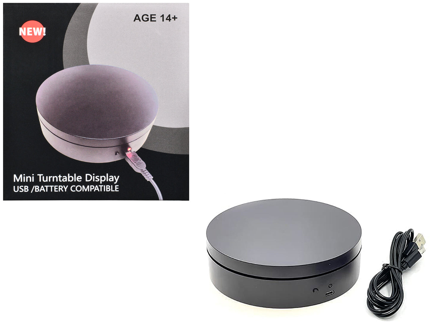 Mini Turntable Rotating Display Stand 4.75" with Black Base for 1/64 Scale Model Cars  free shipping USA