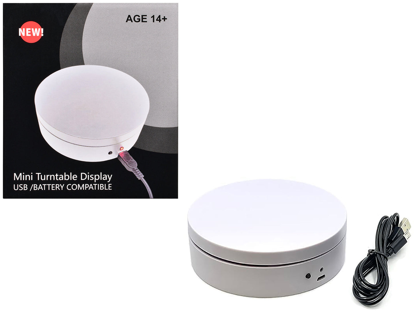 Mini Turntable Rotating Display Stand 4.75" with White Base for 1/64 Scale Model Cars  free shipping USA
