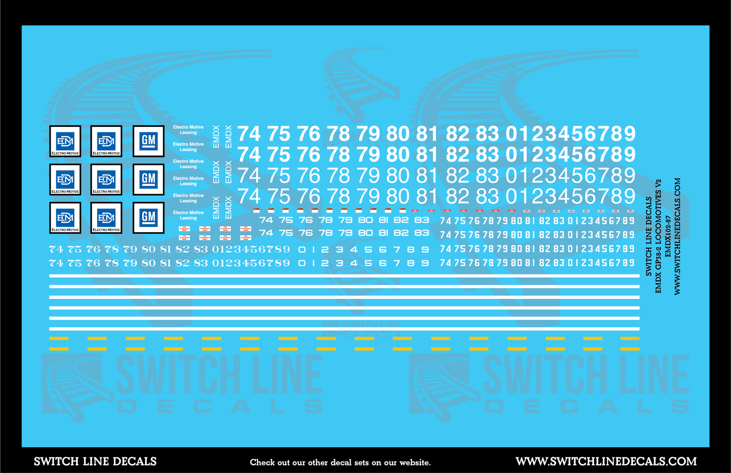 HO Scale EMDX GP38-2 Locomotives V2 Decal Set