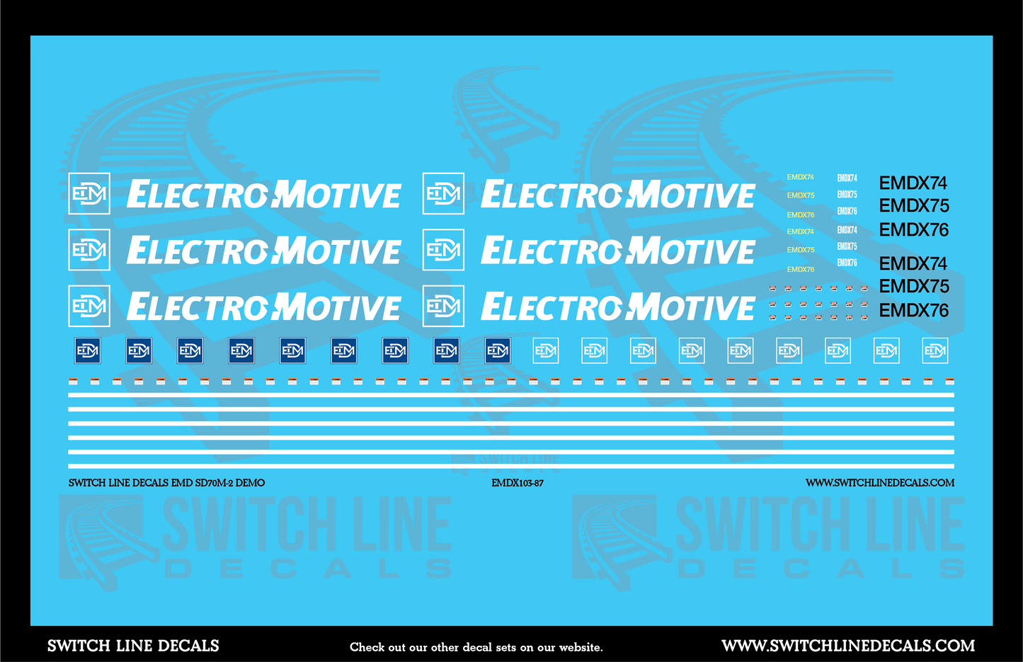 HO Scale EMD SD70M-2 Demo Locomotive Decal Set
