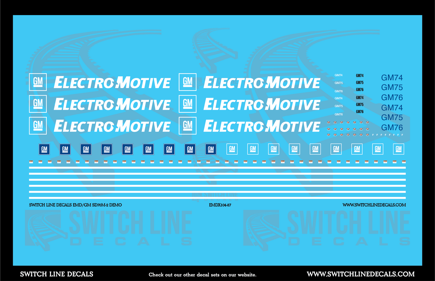 HO Scale EMD/GM SD70M-2 Demo Locomotive Decal Set
