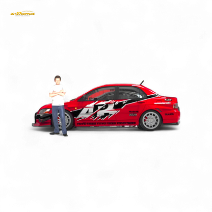 TimeMicro Mitsubishi Lancer EVO 9th Gen - Openable Hood & Figure - With Container 1:64