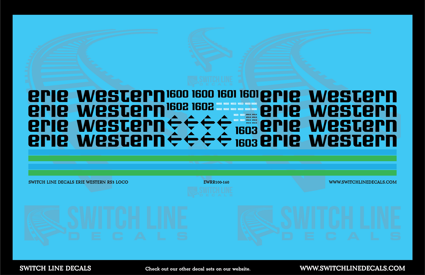 N Scale Erie Western RS3 Locomotive Decal Set