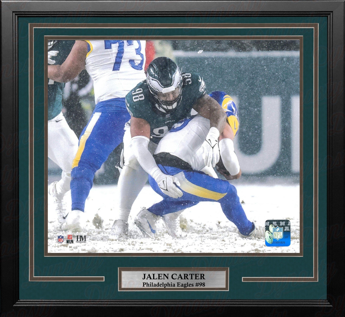 Jalen Carter Snow Bowl Sack Philadelphia Eagles 16" x 20" Framed Football Photo