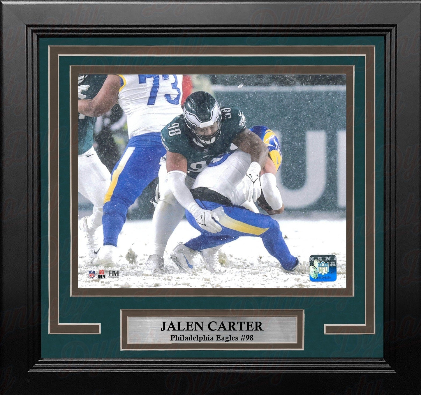 Jalen Carter Snow Bowl Sack Philadelphia Eagles 8" x 10" Framed Football Photo