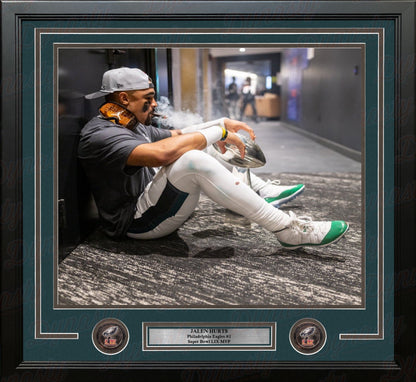 Jalen Hurts Cigar & Trophy Philadelphia Eagles Super Bowl Champions 16" x 20" Framed Football Photo