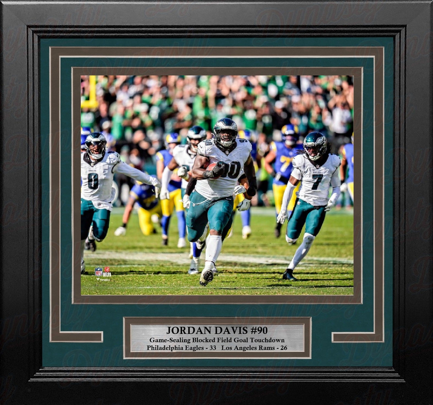Jordan Davis Blocked Field Goal Touchdown Philadelphia Eagles 8" x 10" Framed Football Photo