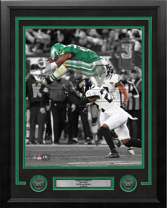 Saquon Barkley Reverse Hurdle Philadelphia Eagles 8" x 10" Framed Football Photo