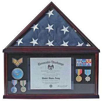 Elegant Memorial/Funeral Flag Display Case Storage Military Shadow Box