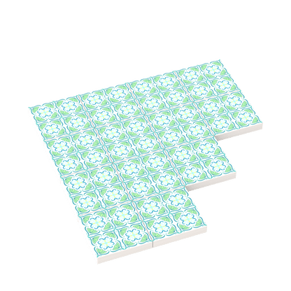 Green Floral Spanish Wall & Floor Tile - Custom Printed - Made Using a LEGO® Part