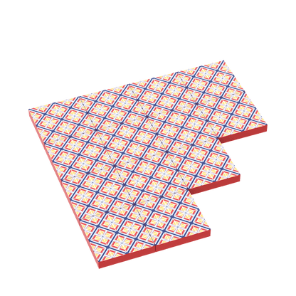 Red Floral Spanish Tile for Floor & Wall - Custom Printed 2x2 Tile - Made Using LEGO® Parts