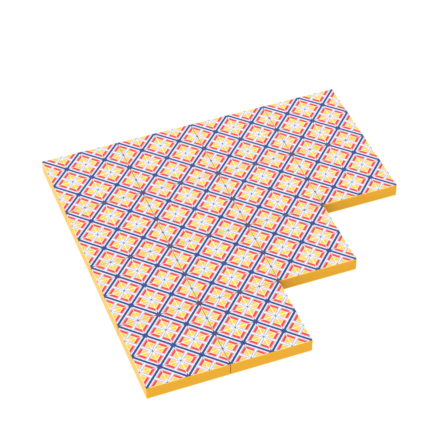 Yellow Floral Spanish Tile for Floor & Wall - Custom Printed  - Made Using LEGO® Parts