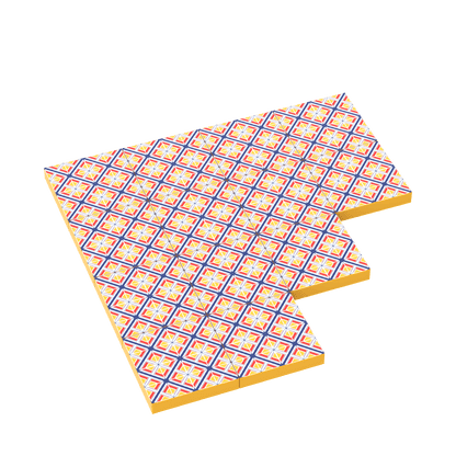 Yellow Floral Spanish Tile for Floor & Wall - Custom Printed  - Made Using LEGO® Parts