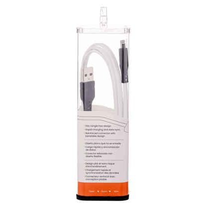 Ventev Chargesync Flat USB A to Apple Lightning Cable 3ft White by Ventev