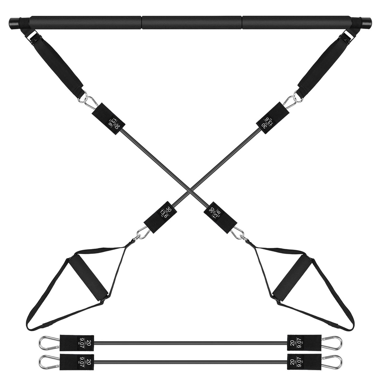 Pilates Bar Kit with 100LBS Resistance Bands Multifunctional Pilates Yoga Toning Bar Full Body Exercise Equipment Set for Beginners Intermediates Prof