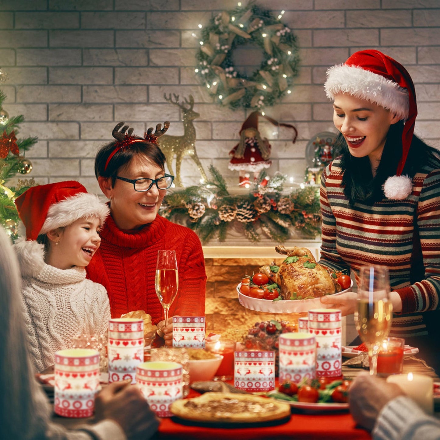 3-Pack Christmas Flameless LED Candles, Deer Flickering Lights with Timer, Remote