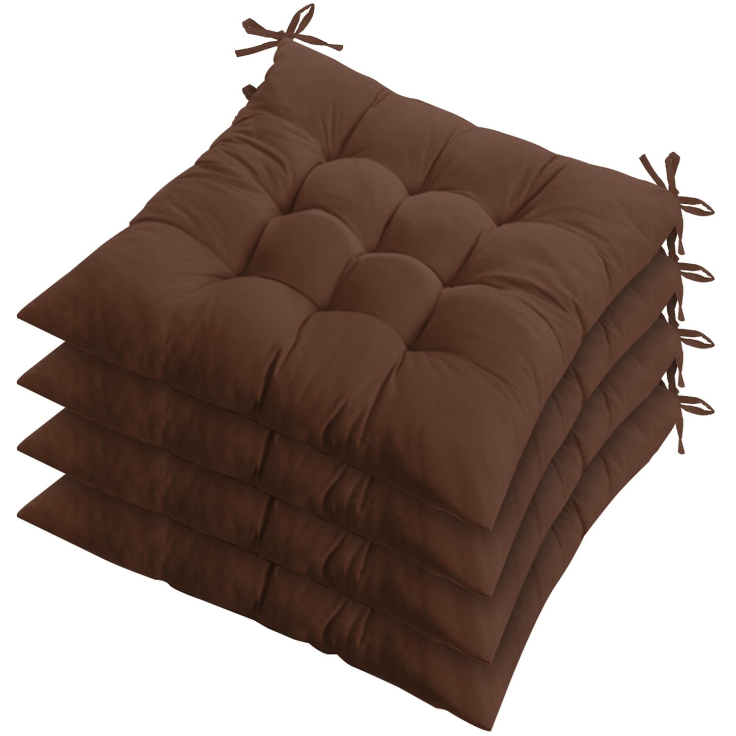 4Pcs Chair Cushions 17.72x17.72x2.37in Tie-On Square Pads for Home & Travel