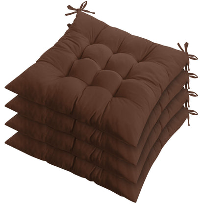 4Pcs Chair Cushions 17.72x17.72x2.37in Tie-On Square Pads for Home & Travel