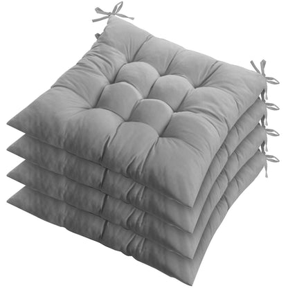 4Pcs Chair Cushions 17.72x17.72x2.37in Tie-On Square Pads for Home & Travel