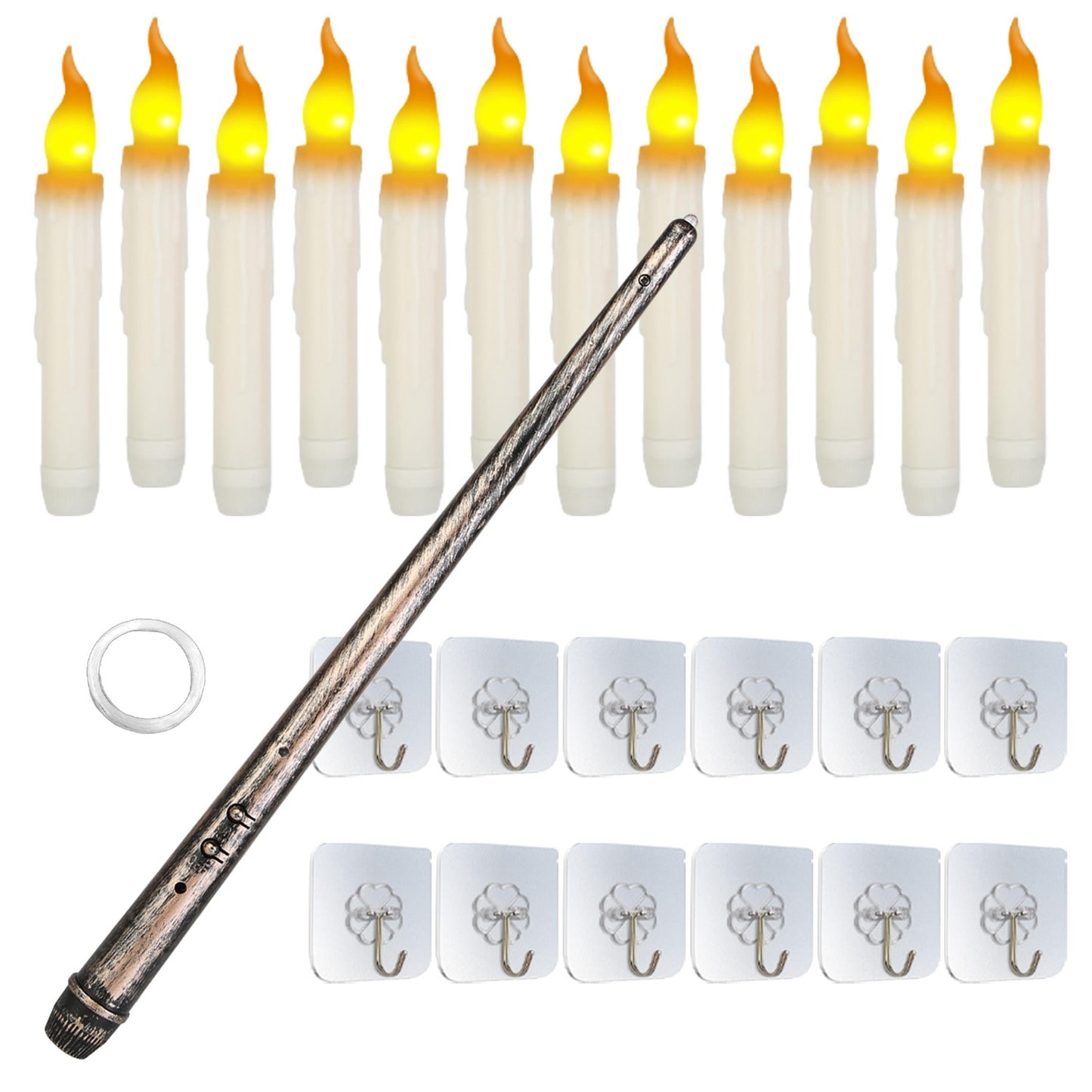 12-Pcs Flameless Floating Candles, LED Magic Hanging Lights, Battery Operated with Remote