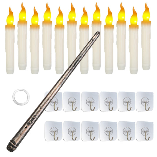 12-Pcs Flameless Floating Candles, LED Magic Hanging Lights, Battery Operated with Remote