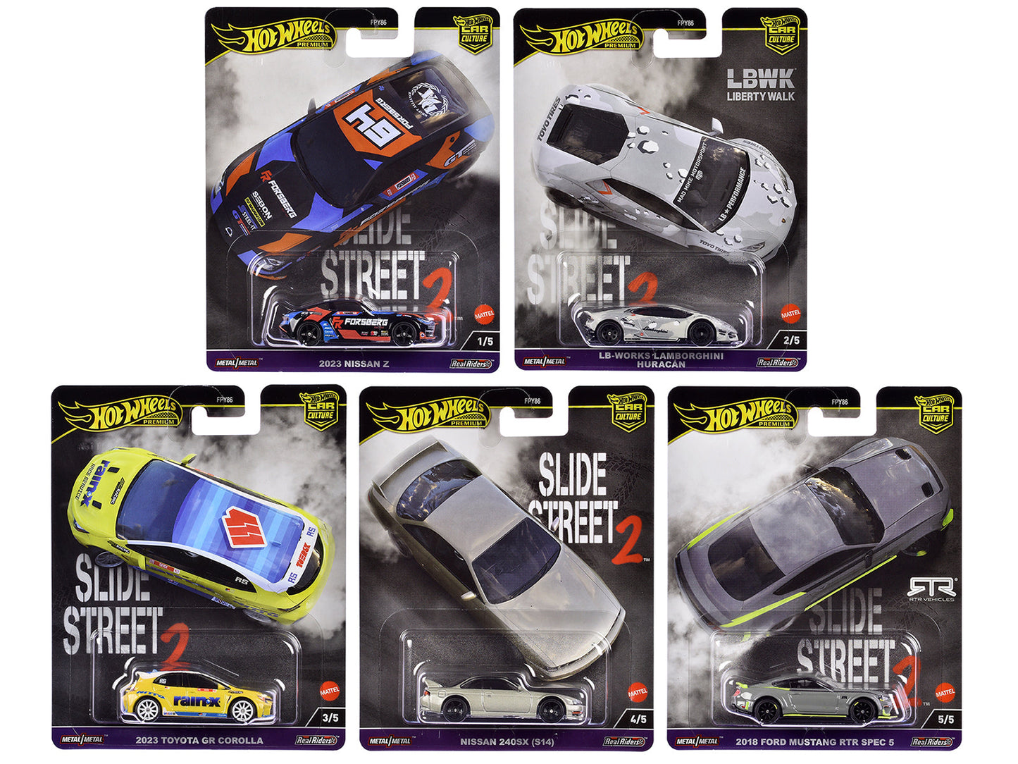 "Slide Street 2" 5 piece Set "Car Culture" 2024 Series H Diecast Model Cars by Hot Wheels  free shipping USA