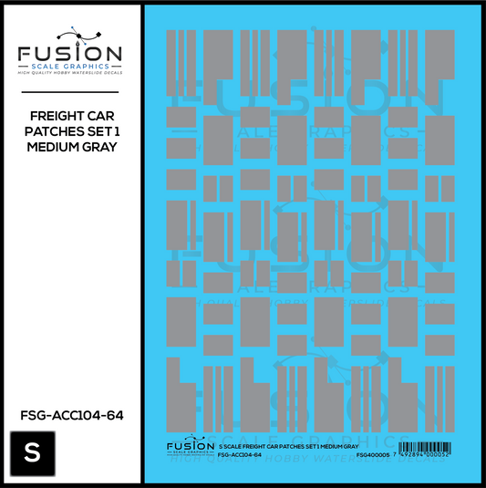 S Scale Freight Car Patching Set 1 Medium Gray Decal Set