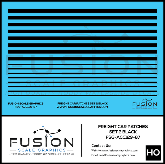 HO Scale Freight Car Patches Set 2 Black Decal Set