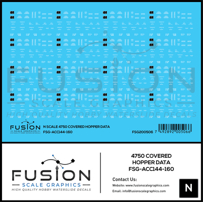 N Scale 4750 Covered Hopper Data Decal Set