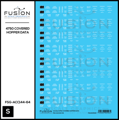 S Scale 4750 Covered Hopper Data Decal Set