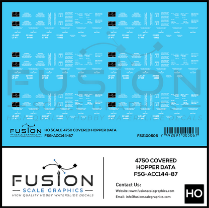 HO Scale 4750 Covered Hopper Data Decal Set